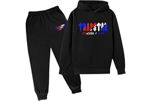 OVERSTEPA Trapstar Ensemble Jogging 2 Pièces Sweat À Capuche Et Pantalon De Sport Enfants Garçon Fille Hoodies Manches Longues Tenue De Sport Sweatshirts Survêtement Sportswear Trapstar Ensemble Enfant