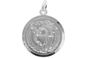 VIENNAGOLD Heiliger Hubertus von Lüttich Patron der Jagd Jäger Anhänger Ø18mm Sterling Silber 925 (Art.213233) Gratis Express Gravur