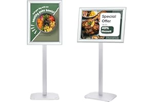 Mutualsign Infoständer DIN A3, Plakatständer mit stabiler Basis, bodenstehender Posterständer für Menü/Mitteilungen/Display, Outdoor-Willkommensschild-Halter, Ständer für Plakate und Werbung, Silber