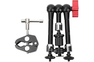 TOPIKY Brazo mágico articulado de 11 Pulgadas y Pinza de súper Pinza para Cangrejo equa con Cabeza de Bola de 360 °, Montura de Zapata fría para cámara DSLR Monitor/DV Monitor/luz LED