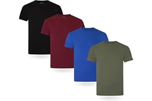 FM London (confezione da 4), magliette biologiche da uomo - Magliette da uomo di peso medio, confezione multipla ideale da indossare ogni giorno - Senza etichetta, comode, morbide