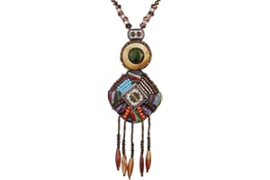 Yazilind, collana con nappa e perline, vintage, lunga, boho, alla moda, bohémien, per donne