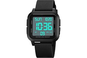 Forrader, Orologio digitale da uomo, sportivo, impermeabile, con retroilluminazione a LED, sveglia, conto alla rovescia, doppio fuso orario, cronometro, 12/24 ore, per uomini, donne, adolescenti