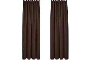 Deconovo Cortinas Salón Opacas Modernas Térmicas Aislante Decorativas Fruncidas 2 Piezas 140 x 245 cm Chocolate