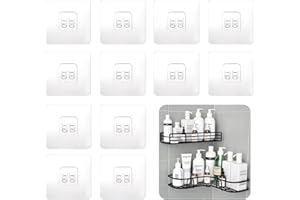 SUBTAVIK 12 ganchos adhesivos para carrito de ducha de repuesto, ganchos adhesivos para carrito de ducha de esquina, ganchos adhesivos transparentes para baño, cocina, ducha, estante de esquina (gancho único)