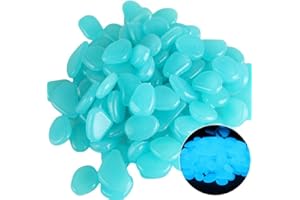JK Home 50Pcs Résine Galet Fluorescent Extérieur Décoration Jardin Aquarium Bleu