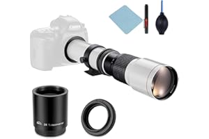 JINTU 500mm-1000mm F/8 Lente de Zoom Manual para Nikon DSLR Cámara Digital Metal D5600 D5500 D5400 D5300 D5200 D5100 D3000 D3100 D3200 D3300 D3400 D7100 D7200 D7500 D750 D850 D800 D90 Negro