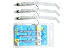 TUATA Raglou Señuelos de pesca flexibles de 100 mm de longitud, juego de 3 piezas