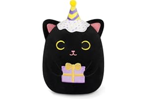Yamepuia Black Cat Plush, 8in Cute Birthday Stuffed Animal Cat Plushies,Black Cat Plush Pillow Doll, Soft Cartoon Cat Plush Birthday Gift for Kids