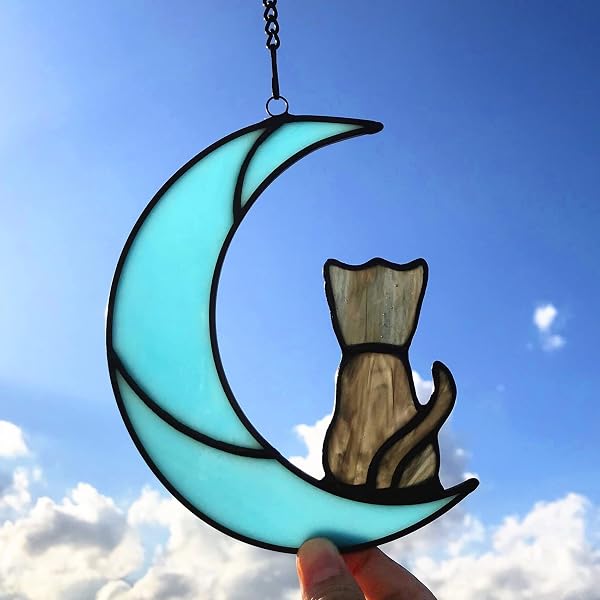 Cat Decor Cat Faux Stained Glass WINDOW CLING Orange Tabby Suncatcher 3 ...
