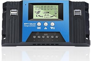VIXKPIRR MPPT 100A Controleur de Charge Solaire 12V 24V Auto Regulateur Panneau Solaire 100A avec Sonde Température et écran LCD pour Toutes 12V 24V au Plomb et au Lithium Batteries