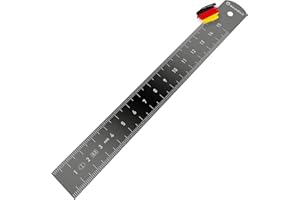 BAUHELD® Righello in metallo da 150 mm [EG-1] – Scala con scala di misurazione in pollici e cm [Made in Germany] – Robusto righello a strappo in alluminio anodizzato – 15 cm con pratico foro di