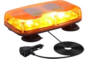 ‎AUTOUTLET AUTOUTLET 48 LED Warnleuchte, 12/24V Rundumkennleuchte Warnlicht mit 17 Modi & 4 super Magnetfuß, IP65 Wasserdichte Amber Warnblinkleuchte Blitzlicht Notfall-Gefahrenwarnung Stroboskop für LKW KFZ