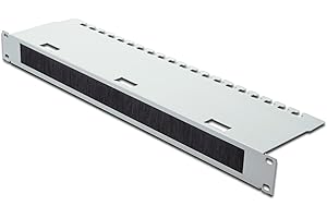 Digitus passacavi con spazzola e passacavi - 1U - 19 pollici - armadio di rete - cavo patch - grigio, Spazzola striscia 1U - con intercettore