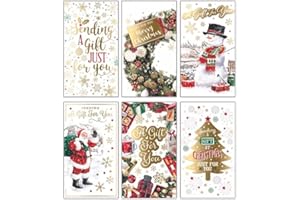KAM LABELZ 12 Assorted Cute Traditional Christmas Money Envelopes Gift Card Voucher Wallet| Random Selection| Lovely Seasonal Greetings Quality Paper Envelops| Self Sealing