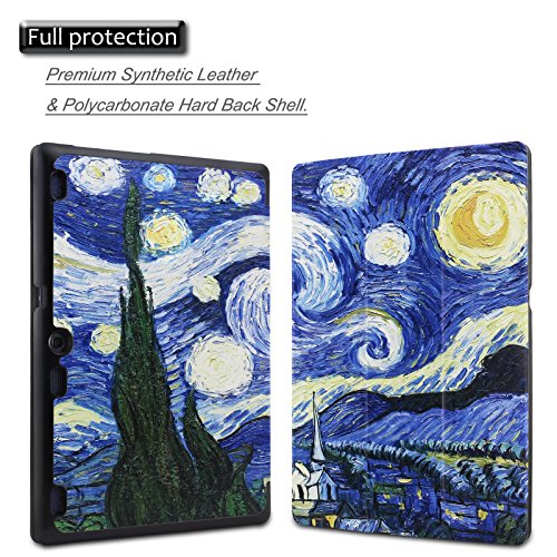 Infiland Lenovo Tab 2 A10-70 / Tab 2 A10-70L / Tab 2 A10-70F / Tab 2 A10-30F / Tab 2 A10-30L / Tab 3 10 Business/ Tab3 10 Plus Hülle Case, Ultra Dünn Tri-Fold Smart-Muschel PU Leder Schutzhülle für Lenovo Tab 2 A10-70 / Tab 2 A10-30 / Tab 3 10 Business/ Tab3 10 Plus 10,1 Zoll Tablet (mit Auto Schlaf / Wach Funktion)(Sterne) - 2