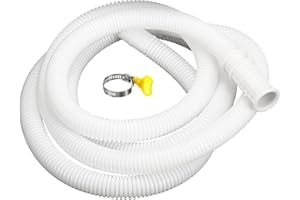 sourcing map Universal Air Conditioning Drain Hose 16mm ID 6.6 Feet with Clamp for Air Conditioning Washing Machine White