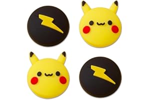 TCPENG® Thumb Grip Caps Compatible with Nintendo Switch/OLED/Switch Lite, Soft Silicone Joy-Con Joystick Grip Cute 3D Analog Stick Cover (Pikachu_Lightning)