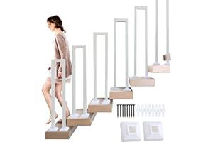 FUOIDYE Barandilla De Escalera En Forma De U, Barandilla De Escalera Interior, Barandilla De Metal Interior/Exterior, Barandilla Nórdica Moderna, Barandilla para Villas, Balcones, Pasillos (110cm, Blanco)