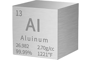PFCKE Aluminium Cube Metal Density Cubes Pure Metal High Density Element Cube for Element Collections Lab Experiment Periodic Table Collection DIY Teacher Science Creative Gift（Aluminium，1 Inch）