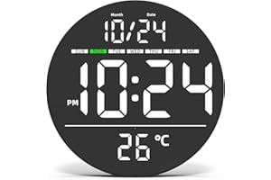 Azyh Reloj de Pared Digital, Reloj de Pared con Gran Pantalla LED, Moderno Reloj Digital eléctrico con Brillo automático, Reloj Digital con Fecha, Reloj de salón, 21 x 21 cm, Adaptador de Corriente