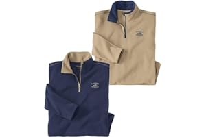 ATLAS FOR MEN - Lot de 2 Pulls en Micropolaire pour Homme - Léger et Doux - Parfait pour l'hiver - Disponible en Grandes Tailles du M au 5XL