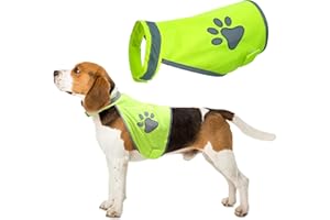 Dcsfadq Sicherheitsweste für Kleine Hunde, Fluoreszierendes Grün mit Pfotenmotiv, Atmungsaktiv und Leicht, Reflektierende Hundeweste, Welpensicherheitsweste für Draußen Nächtliche Spaziergänge (S)