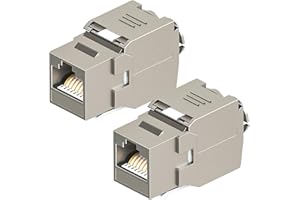 RaitWahl Lot de 2 modules Keystone RJ45 CAT 7 femelle câble pour CAT7 CAT6 CAT6a, LAN 10 Gbits à 1000 MHz AWG 22-24 sans outil LSA entièrement blindé STP Prise encastrable RJ45 femelle Borne de coup