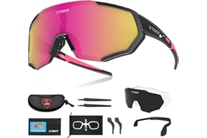 X-TIGER Gafas Ciclismo Polarizadas con 3 Lentes Intercambiables UV 400 Gafas,Corriendo,Moto MTB Bicicleta Montaña,Camping y Actividades al aire libre para Hombres y Mujeres TR-90