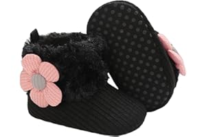 Aisprts Baby Booties, Baby Boys Girls Soft Bottom Non-slip Booties Cozy Fleece Winter Thermal Newborn Infant First Walking Shoes Unisex Baby Shoes 0-18 Months