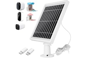 JOYFAN 5W Solar Panel Charger Compatible with Arlo Essential Spotlight/XL Spotlight Camera/2K Outdoor Security Camera (2nd Generation), 10ft Cable, 360°Adjustable Mount with Micro USB & Type-C Port (White)