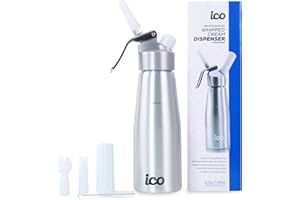 ICO Sifon Cocina Aluminio 500ml - Sifón Cocina Espumas Profesional Para Crema Chantilly - Compatible Con Cargas Sifon De Cocina N20