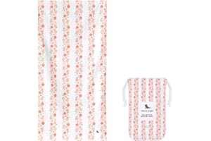 Dock & Bay Serviette de Plage - Séchage Rapide, sans Sable - Compacte, Légère - 100% Recyclée - Contient Un Sac - Kids - Peach Party, Large (160x90cm, 63x35)