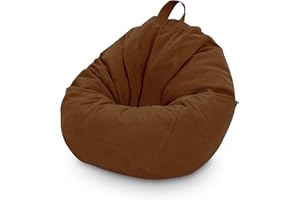 Trintion Bean Bag Chair Cover 80x90cm Storage Soft Toy No Filling Lazy Sofa Beanbag Stuffed Animal Chair Cover for Adult Kid Storage Stuffed Animal Soft Toy (Brown)