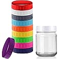 Mason Jar Lids, Wide Mouth Lid Canning Jar Lids Reusable Plastic Storage Caps for Mason Jars Colored Screw Caps with Silicone Gasket,10PCS