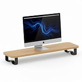 Prexua Upster Ahşap Monit&ouml;r Standı - Ergonomik Monit&ouml;r Y&uuml;kseltici (Safir Meşe - Siyah Ayak, Large)