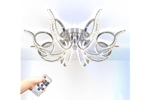 ‎LEWIMA XXL LED Deckenlampe Kristall Dimmbar Deckenleuchte Warmweiß Kaltweis einstellbar Design Lüster 8 Arm Spiral Modern 81cm