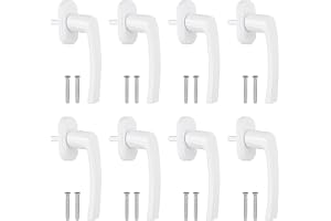 AUTOUTLET Fönsterhandtag aluminium, 8 stycken fönsterhandtag, vitt, fönsterlås, balkongdörrhandtag utan låscylinder, i stiftlängd 35 mm, dörrhandtag för fönster, altandörrar och balkongdörrar