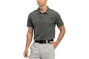 Rdruko Mens Polo Shirts Short Sleeve Breathable Quick Dry Tennis Golf Tops Casual Smart Work T Shirts with Pocket