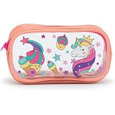 01112 Şeffaf Baskılı Tek G&ouml;zl&uuml; Kalemlik Kalem Kutusu (Pembe Unicorn)
