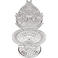 Om Pooja Shop Om Laxmi Leaf Diya Lamp in Pure Silver