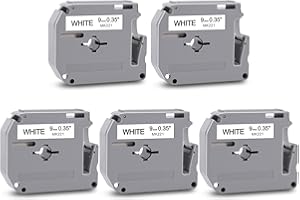Nastro Cassette Etichette 9mm x 8m MarkField Compatibile Sostituzione per Brother PTouch Cassetta MK221 M-K221 M-K221S per PT-100 PT-110 PT-65 PT-60 PT-55 PT-75 PT-85 PT-90 PT-M95, Nero su Bianco