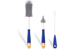 TAGVO Cepillo para Limpiar Botellas, Cepillo de Limpieza de Botellas de Silicona 360 Grados Baby Nipple and Straw Brush Cup Brush Kit de Limpieza para Botellas Deportivas de Bebé