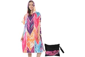 CHMMY Poncho Surf para Mujeres Toalla de Poncho Playa Albornoz Cambiar con Capucha Toalla Túnica Grueso Secado Rápido Microfibra Traje de Buceo Toalla para Surf,Natación