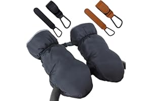 Geoyien Guanti Passeggino Scaldamani, 1 Pezzi Scaldamani Muffole Passeggino e 2 Pezzi Ganci Passeggino, Denso e Riscaldati, Portiera e Impermeabile, Accessori per Passeggini, Adatto per L'inverno