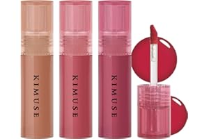 KIMUSE Gleamy Gloss Lip Stain Set, Resplandor Brillo de Labios de larga duración, Tinte de labios de color vivo con acabado hidratante sin peso y no pegajoso