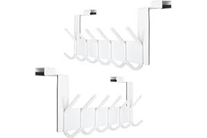 SKOLOO Lot de 2 crochets de porte à suspendre avec 6 crochets, en métal, pour porte-serviettes, manteaux, blancs