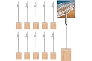 Zsanhua Memo Clip Holder 10 Pieces, Alligator Clip Wood Base, Card Display Stands for Pictures, Cards, Papers, Photos, Office, Wedding Party Decoration