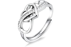 ALEXCRAFT Bague Argent 925 Femme, Bague Infini Zircone, Bague Réglable, Élégante, Hypoallergénique, Bague de Fiançailles Femme, Bague d'Amitié, Cadeaux de Bijoux pour Fille, Mère, Copine