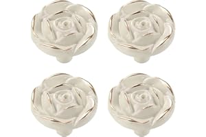 MOROBOR Pomelli per armadietti a forma di rosa antica, stile vintage, in lega di zinco, maniglie per cassetti, per cassettiere con viti di montaggio (bordo dorato)